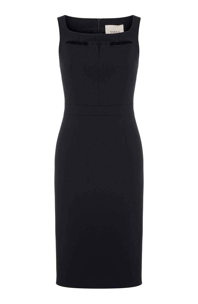 THEO The Label Daphne Bow Pencil Dress, Alternate, color, Black