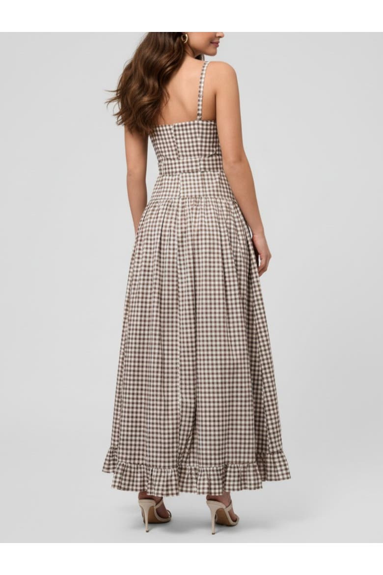 Elodie Sweetheart Neck Maxi Dress, Alternate, color, Ivory Brown Gingham