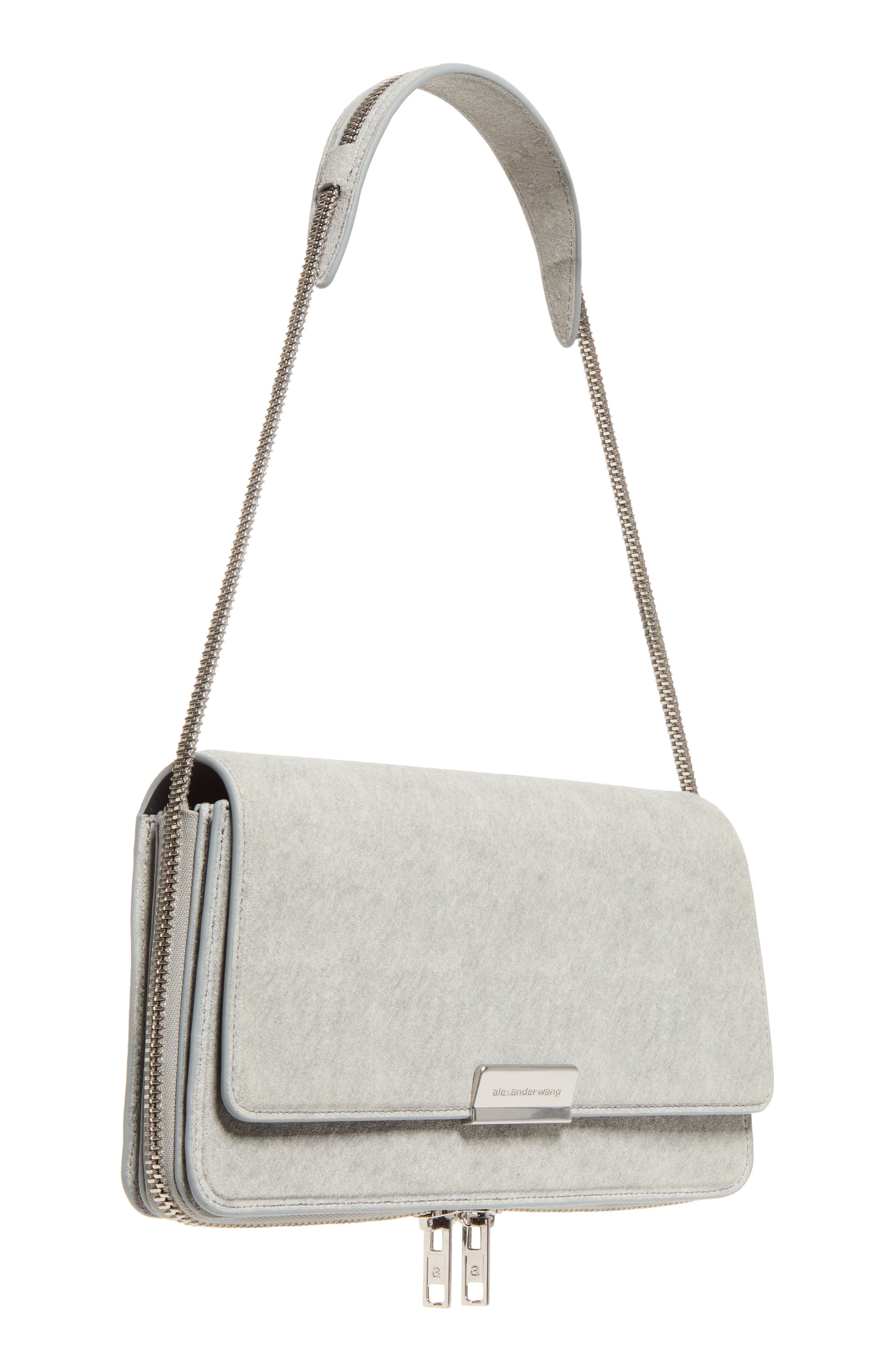 Medium Siren Leather Shoulder Bag, Alternate, color, HEATHER GREY