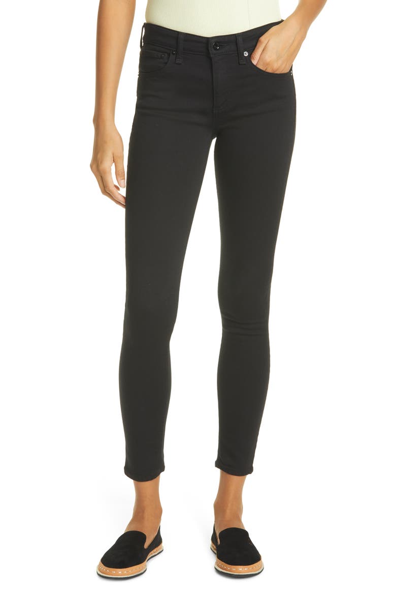 Cate Mid Rise Skinny Jeans, Main, color, BLACK