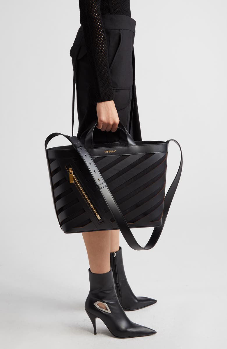 Off-White Small Cutout Diagonal Tote, Alternate, color,