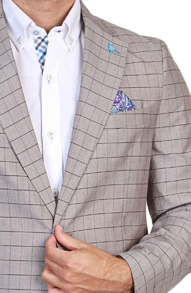 TailorByrd Mini Windowpane Sport Coat, Alternate, color, Khaki