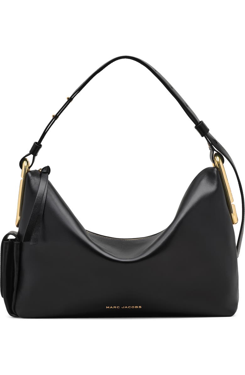 Marc Jacobs Large Scene Leather Shoulder Bag, Main, color, Black