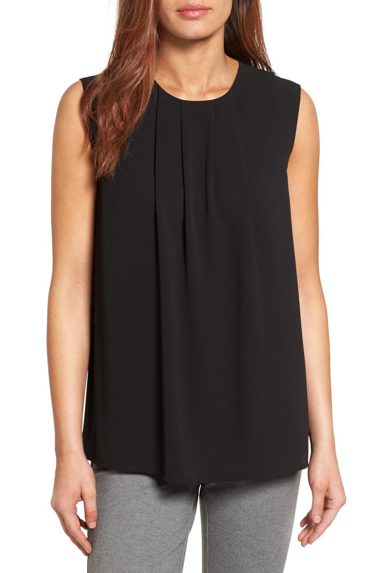 Pleat Front Blouse, Main, color, RICH BLACK