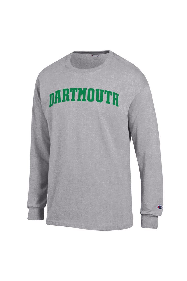 Men's Champion  Heather Gray Dartmouth Big Green Basic Arch Long Sleeve T-Shirt, Alternate, color, Heather Gray
