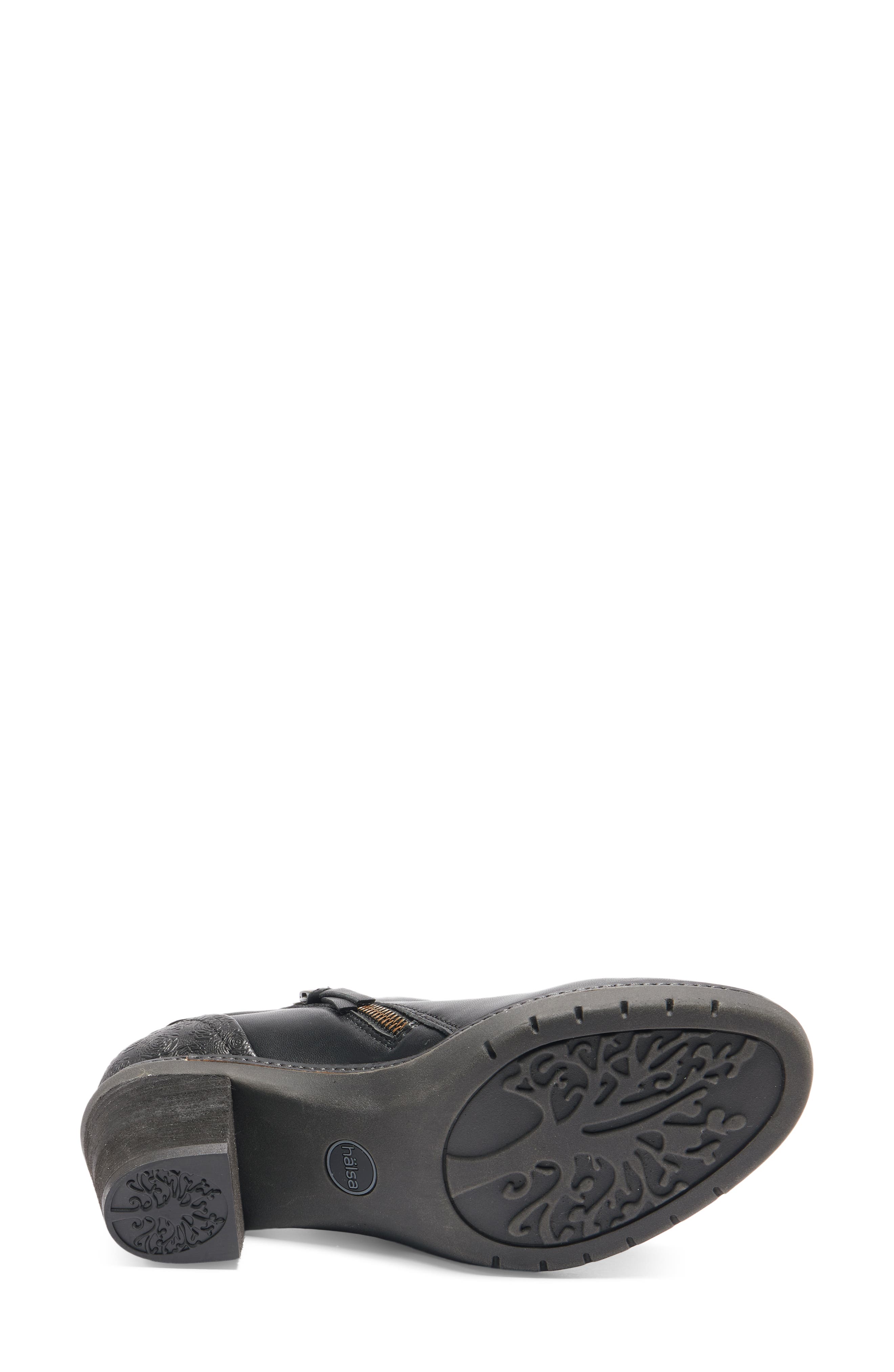 Hälsa Footwear Rylee Floral Embossed Leather Bootie, Alternate, color, Black