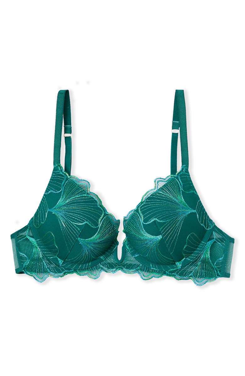 Etam Prelude Classique Embroidered Underwire Bra, Alternate, color, Anise Absinthe