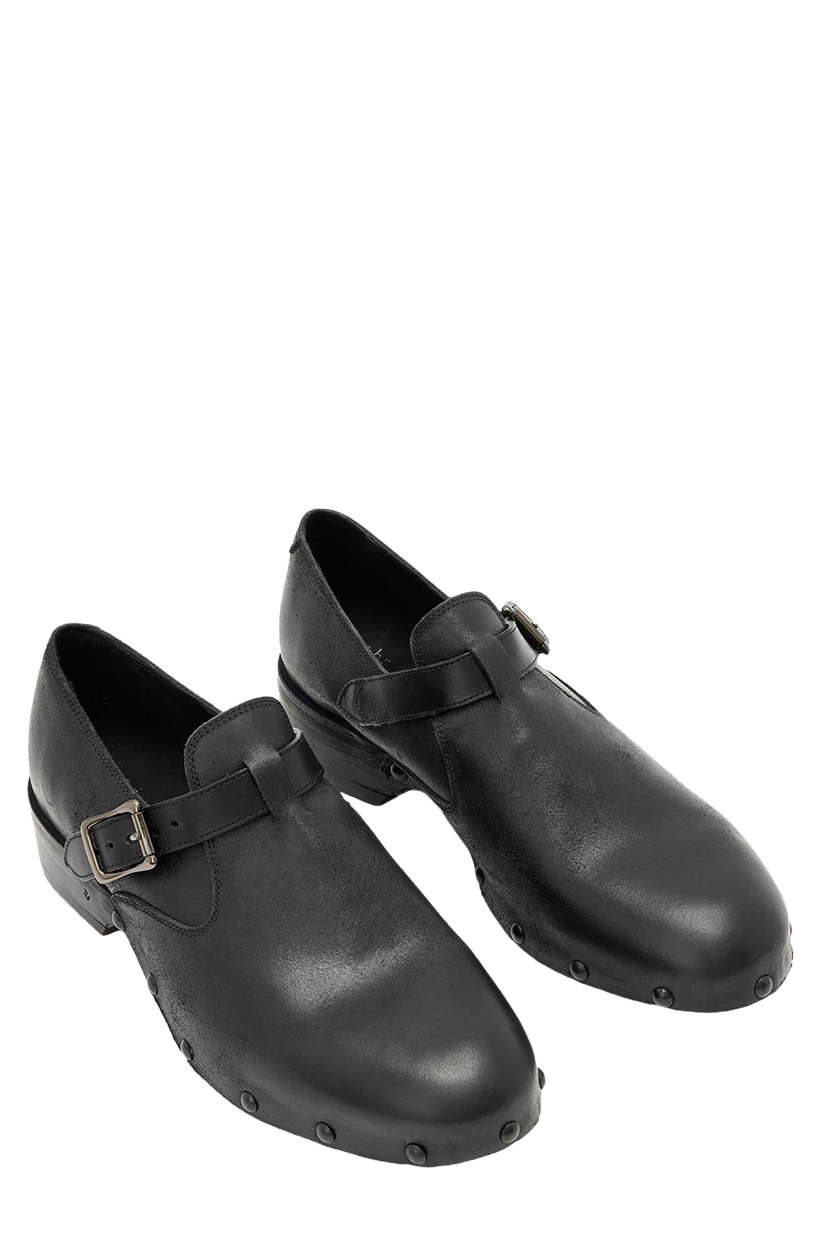 Verlaine Leather Buckle Clog, Main, color, MINERAL BLACK
