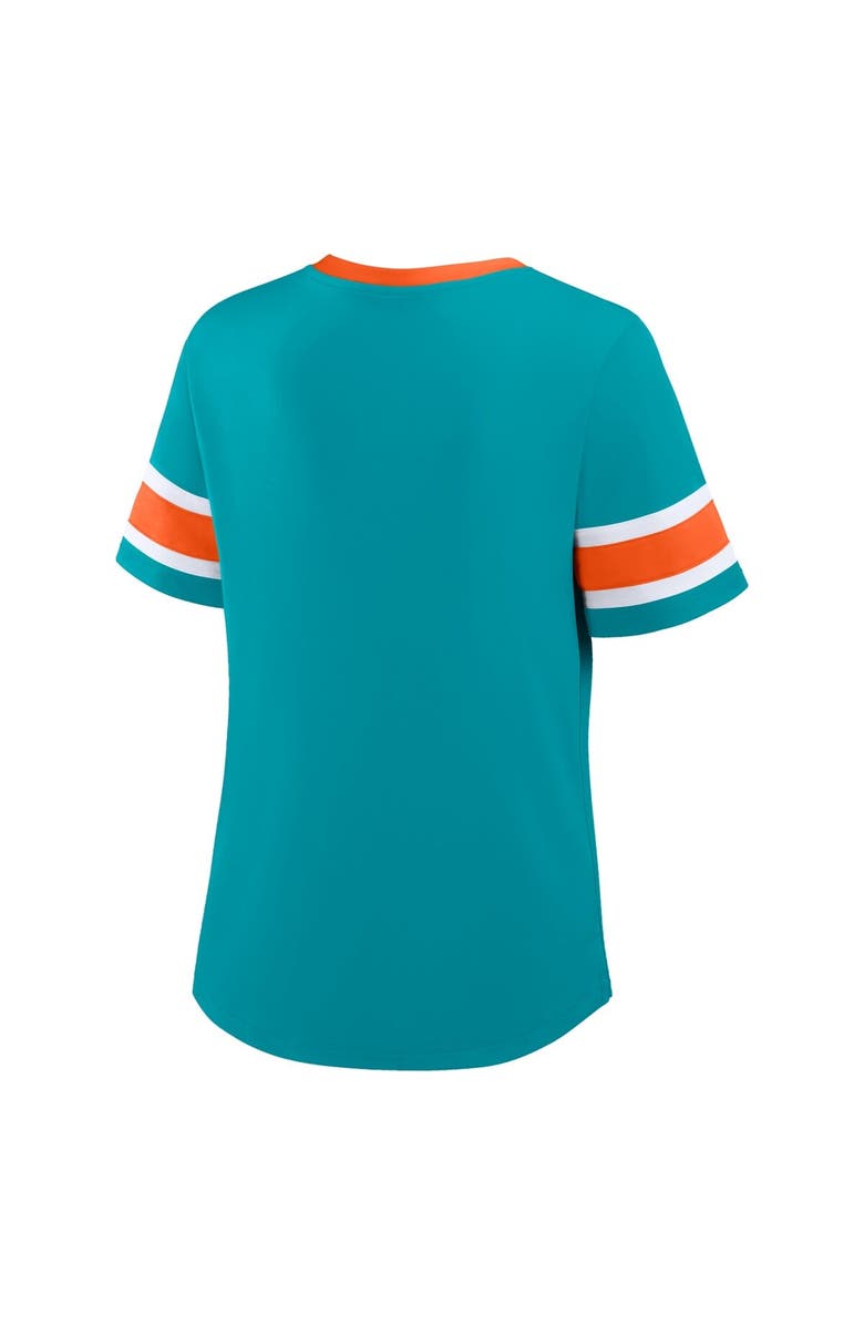 FANATICS Women's Fanatics Aqua Miami Dolphins Redzone Draw Play Athena Lace-Up T-Shirt, Alternate, color, Aqua