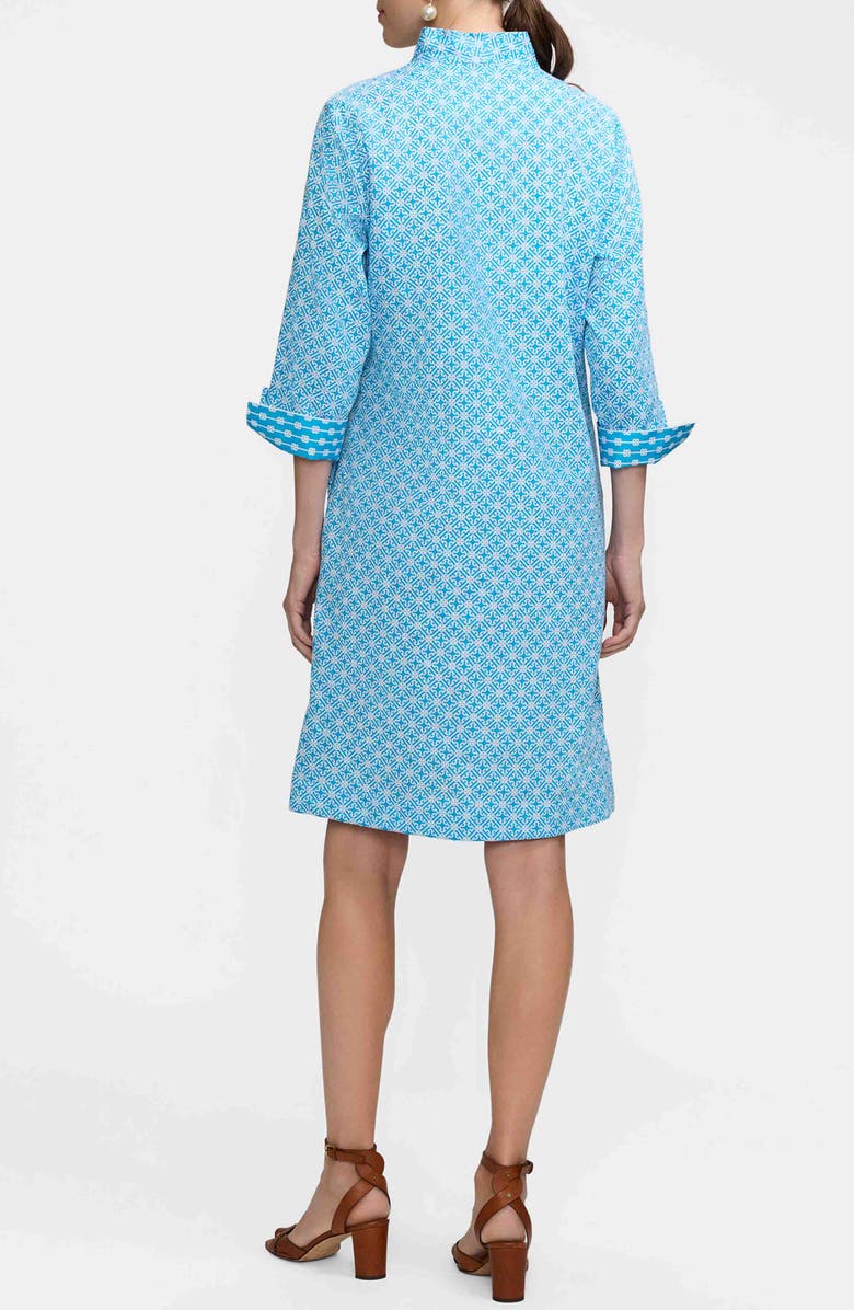 Foxcroft Tammy Geo Lattice Cotton Shirtdress, Alternate, color, Blue/White