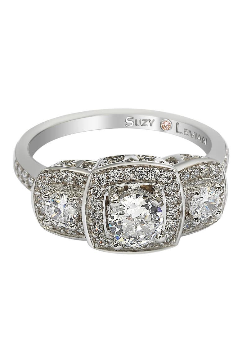 Sterling Silver CZ Bridal Ring, Alternate, color, WHITE