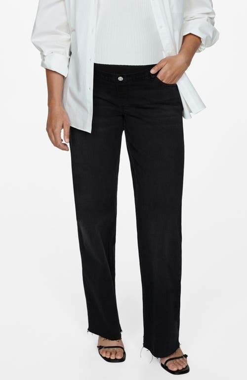 Shop Mango Over The Bump Wide Leg Maternity Jeans In Black Denim