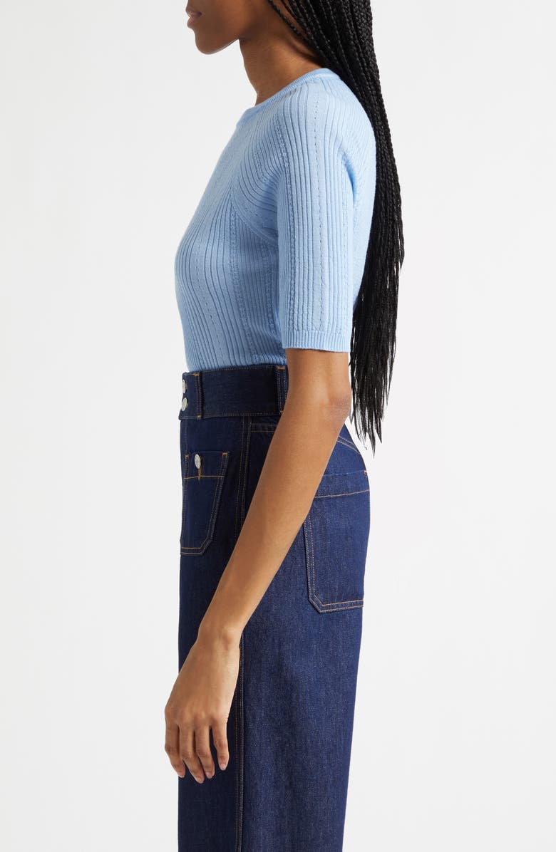 Veronica Beard Brielle Raglan Rib Knit Top, Alternate, color, Blue Jay