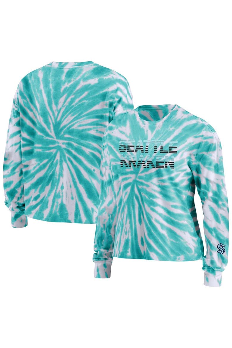 Women's WEAR by Erin Andrews Light Blue Seattle Kraken Tie-Dye Long Sleeve T-Shirt, Main, color, Light Blue