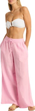 Sea Level Sunset Beach High Waist Cotton Gauze Cover-Up Pants