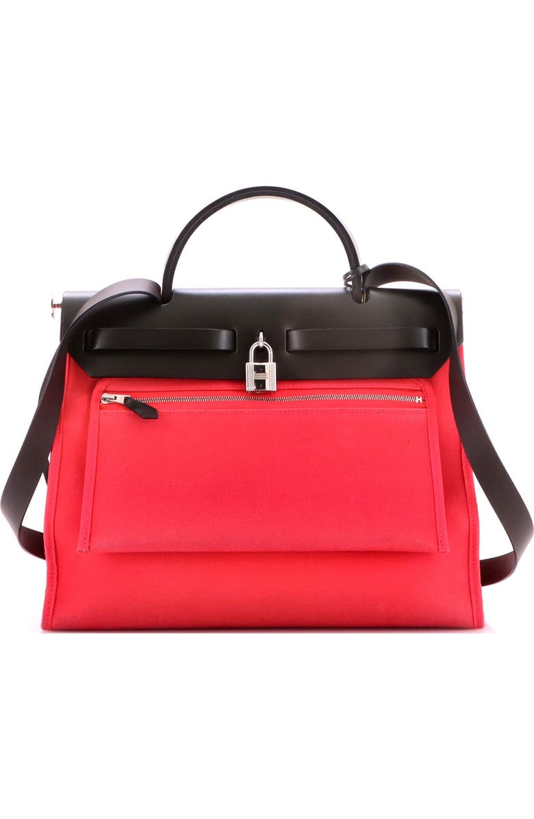 Pre-Owned Hermes Herbag Zip Leather and Toile 31, Alternate, color, Rose Extreme