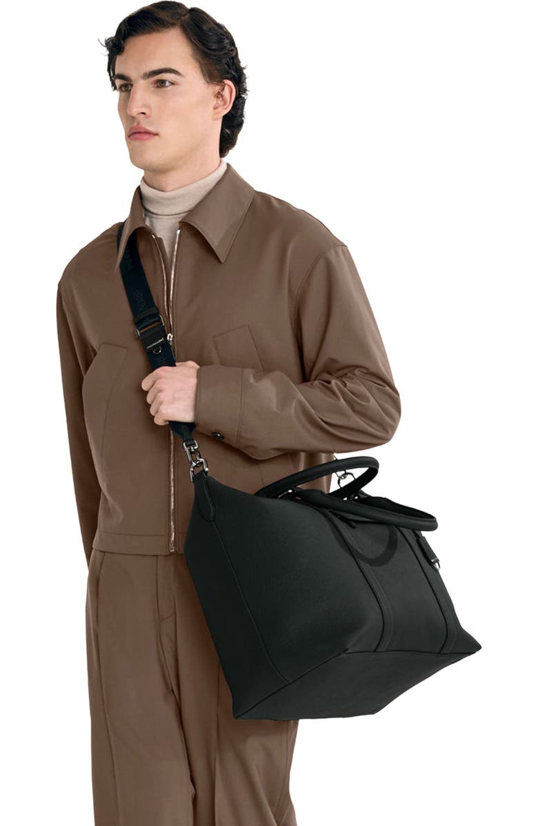 MAISON de SABRÉ Large Leather Weekender Bag, Alternate, color, Black Caviar