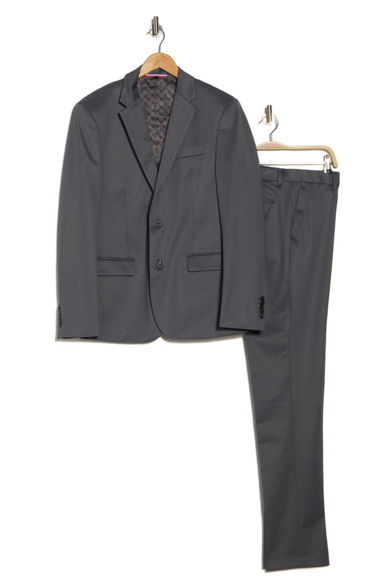 Fancy Two Button Slim Fit Suit, Alternate, color, GREY/ GRIS