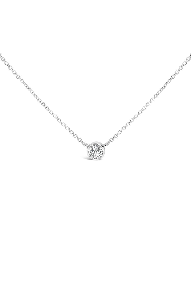 14K White Gold 1.00 Cttw Bezel Lab-Grown Diamond Solitaire Pendant Necklace, Main, color, White