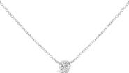 Haus of Brilliance 14K White Gold 1.00 Cttw Bezel Lab-Grown Diamond Solitaire Pendant Necklace