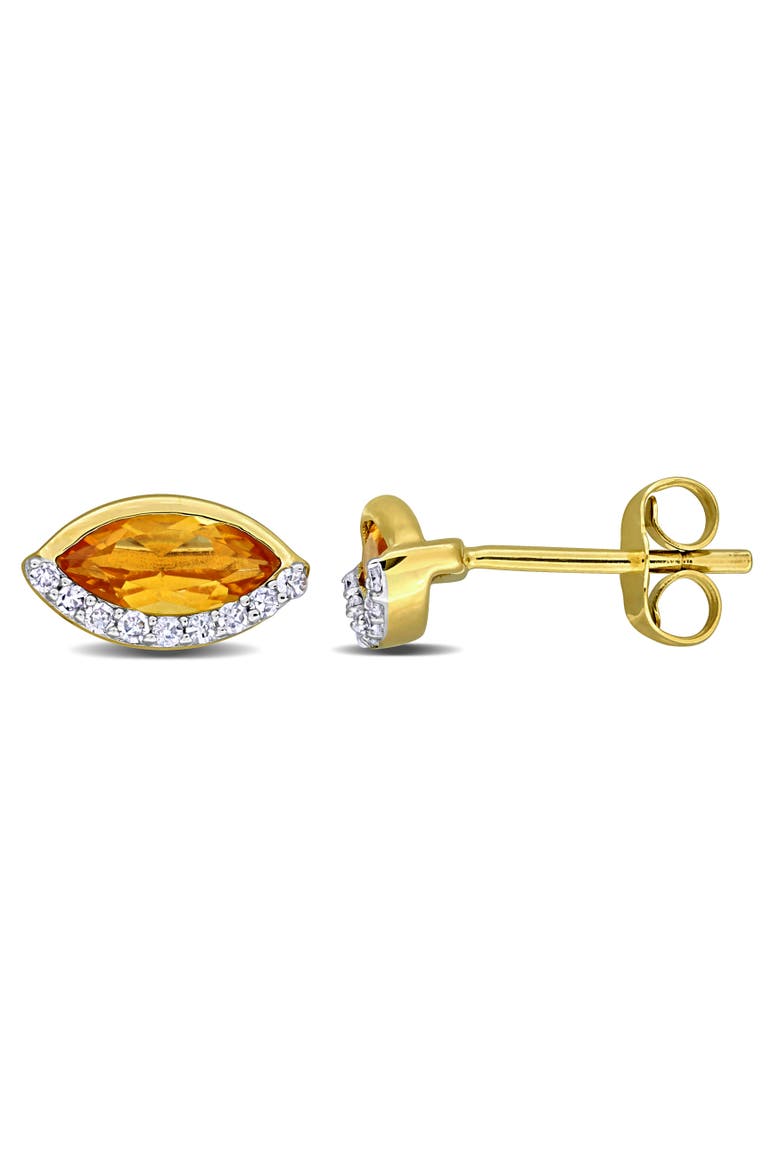 Gemstone & Diamond Stud Earrings 14k, Main, color, Citrine