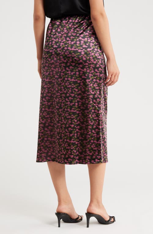Bobeau Floral Midi Skirt In Black
