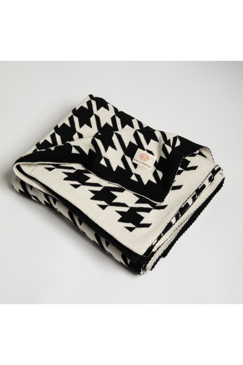 Houndstooth Organic Cotton Throw Blanket, Alternate, color, Black