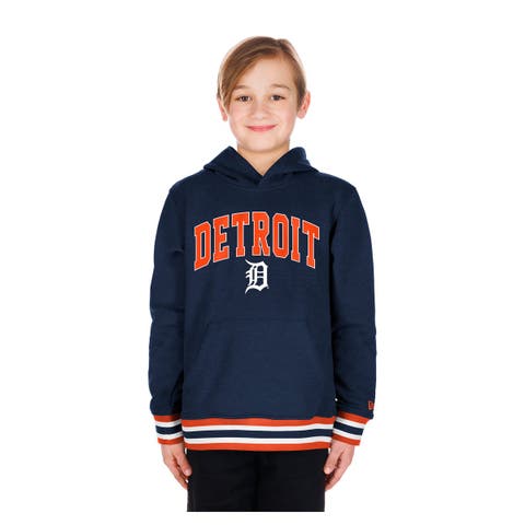 Youth New Era Navy Detroit Tigers Knit Trim Pullover Hoodie