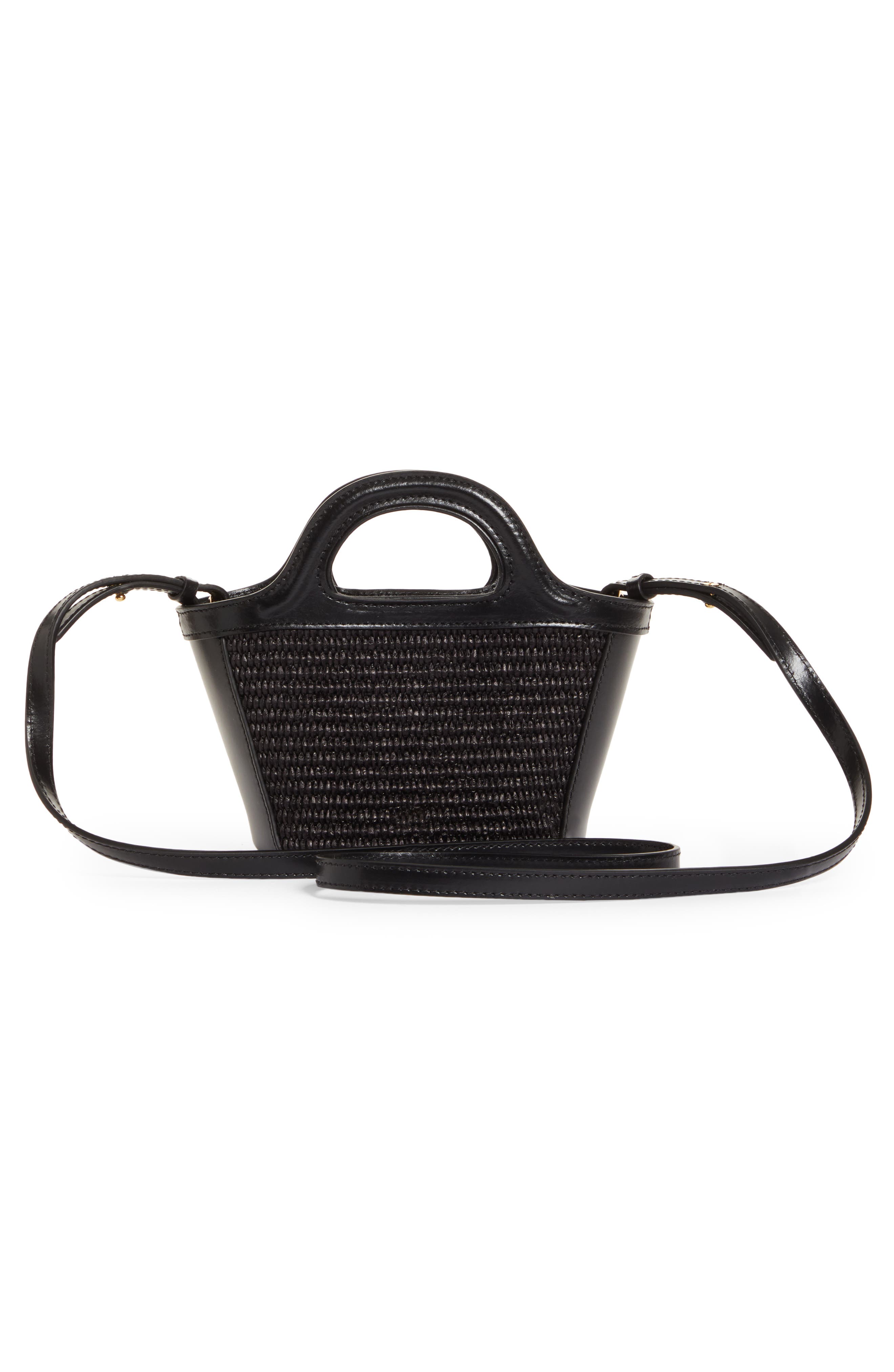 Marni Micro Tropicalia Logo Woven Top Handle Bag, Alternate, color, Black