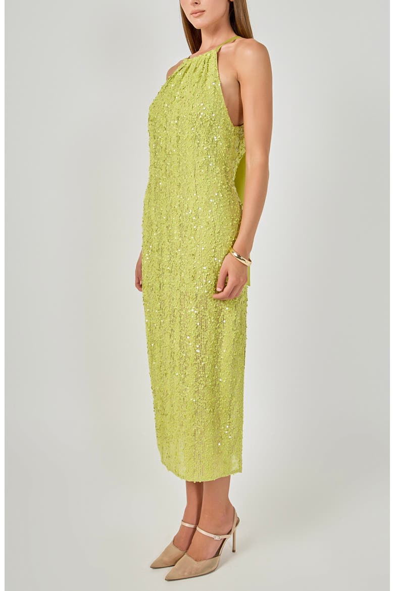 Sequin Halter Maxi Dress, Alternate, color, AVOCADO