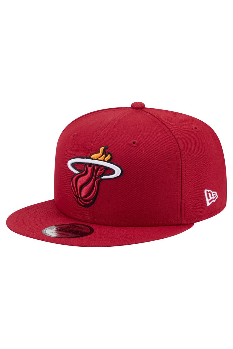 Men's New Era  Red Miami Heat Team 9FIFTY Snapback Hat, Main, color, Red