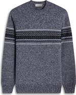 Bugatchi Chest Stripe Merino Wool Sweater