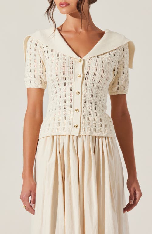 Shop Astr The Label Analissa Short Sleeve Cardigan In Cream