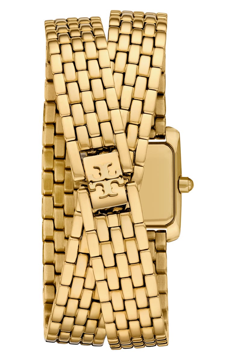 Tory Burch The Mini Eleanor Double Bracelet Watch, 17mm x 25mm, Alternate, color, Gold