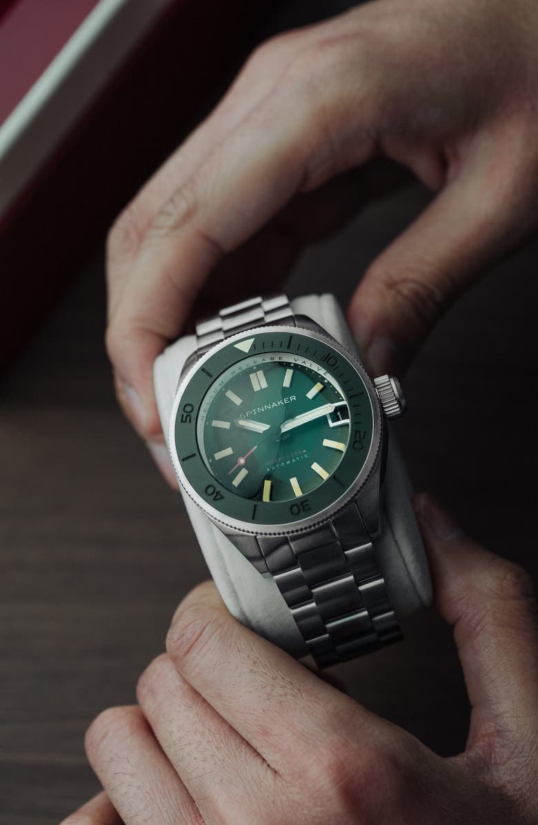 SPINNAKER Piccard Automatic Bracelet Watch, 45mm, Alternate, color, Green