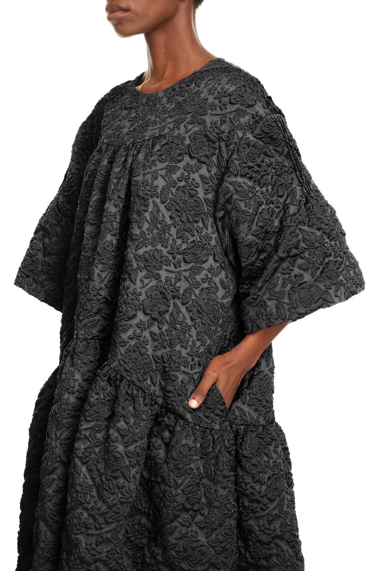 Cloqué Midi Dress, Alternate, color, BLACK