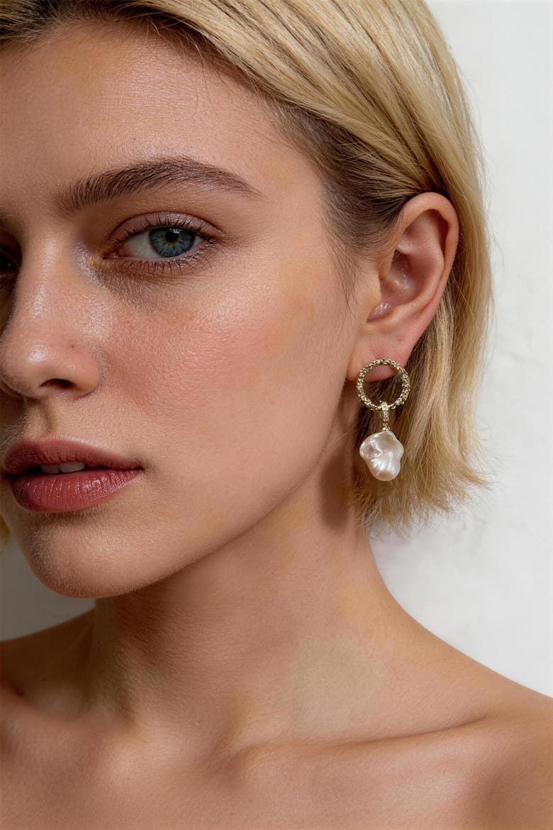 Nina Baroque Pearl Drop Earrings, Alternate, color, Gold