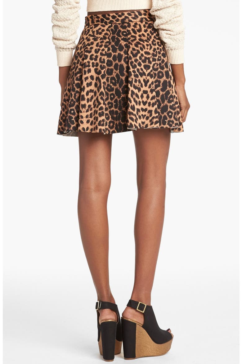 Leopard Print Skater Skirt, Alternate, color, LEOPARD PRINT
