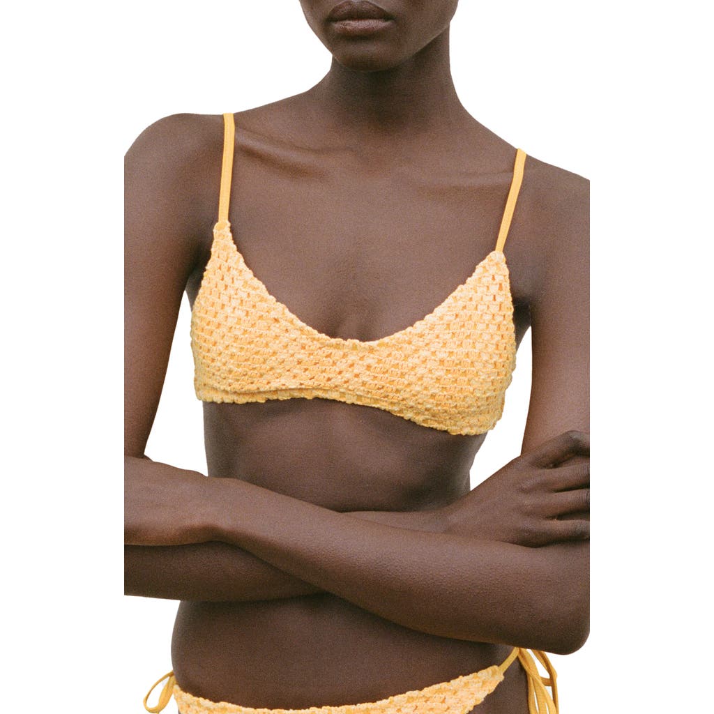 Mango Crochet Bikini Top In Yellow