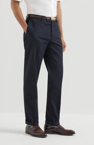 Brunello Cucinelli Garment-dyed Italian fit trousers in American Pima comfort cotton gabardine