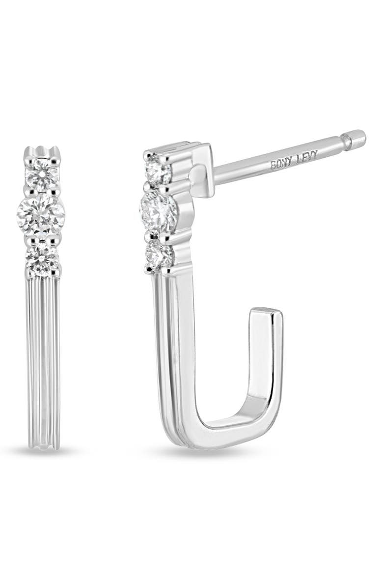 Bony Levy Liora 18K White Gold Diamond J Hoop Earrings, Main, color, 