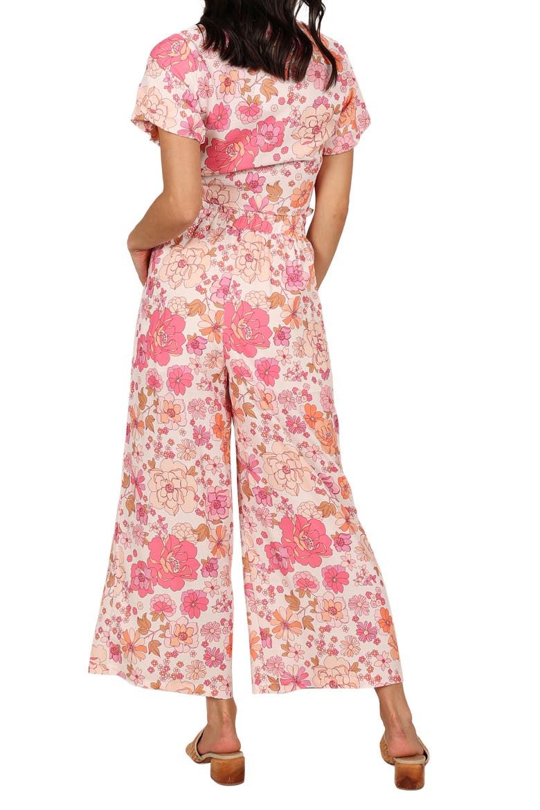 Matilda Floral Print Linen Blend Crop Top & Wide Leg Pants Set, Alternate, color, PINK FLORAL