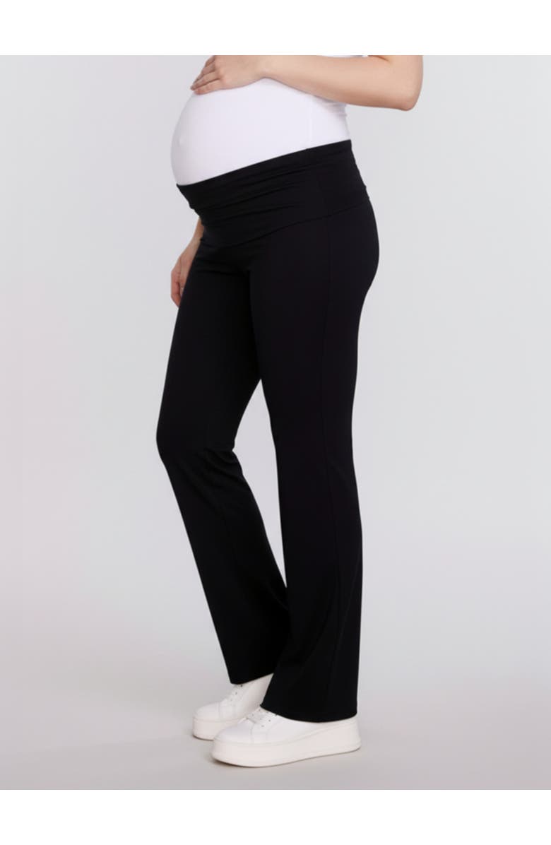 MOTHERHOOD MATERNITY Roll Over Waistband Flare Legging, Alternate, color, Black
