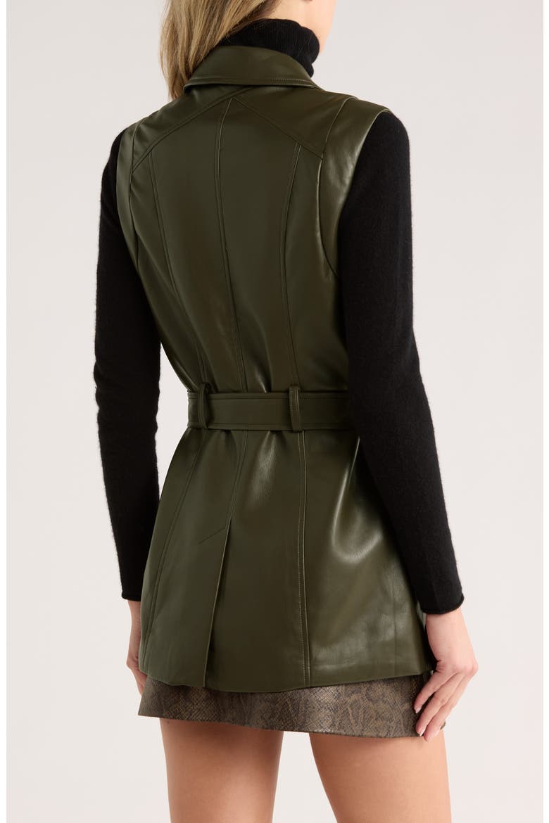 Notch Collar Faux Leather Vest, Alternate, color, DEEP OLIVE GREEN