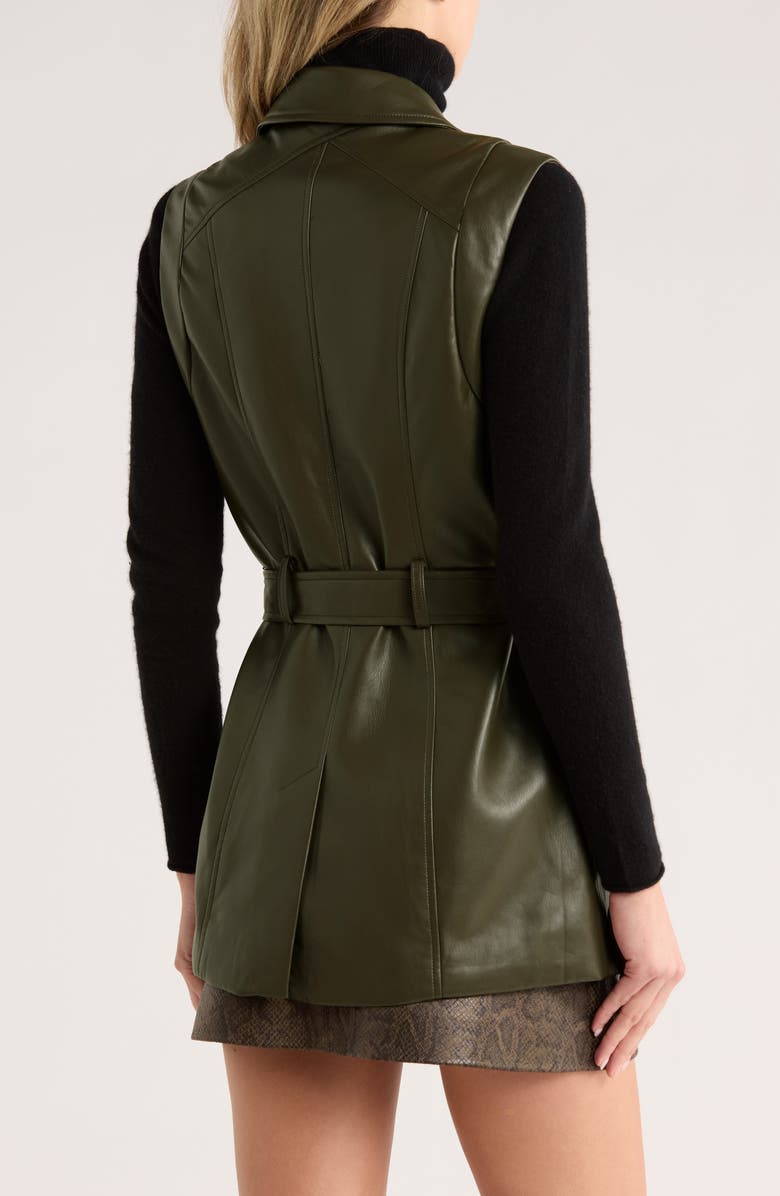 JASON WU Notch Collar Faux Leather Vest, Alternate, color, Deep Olive Green