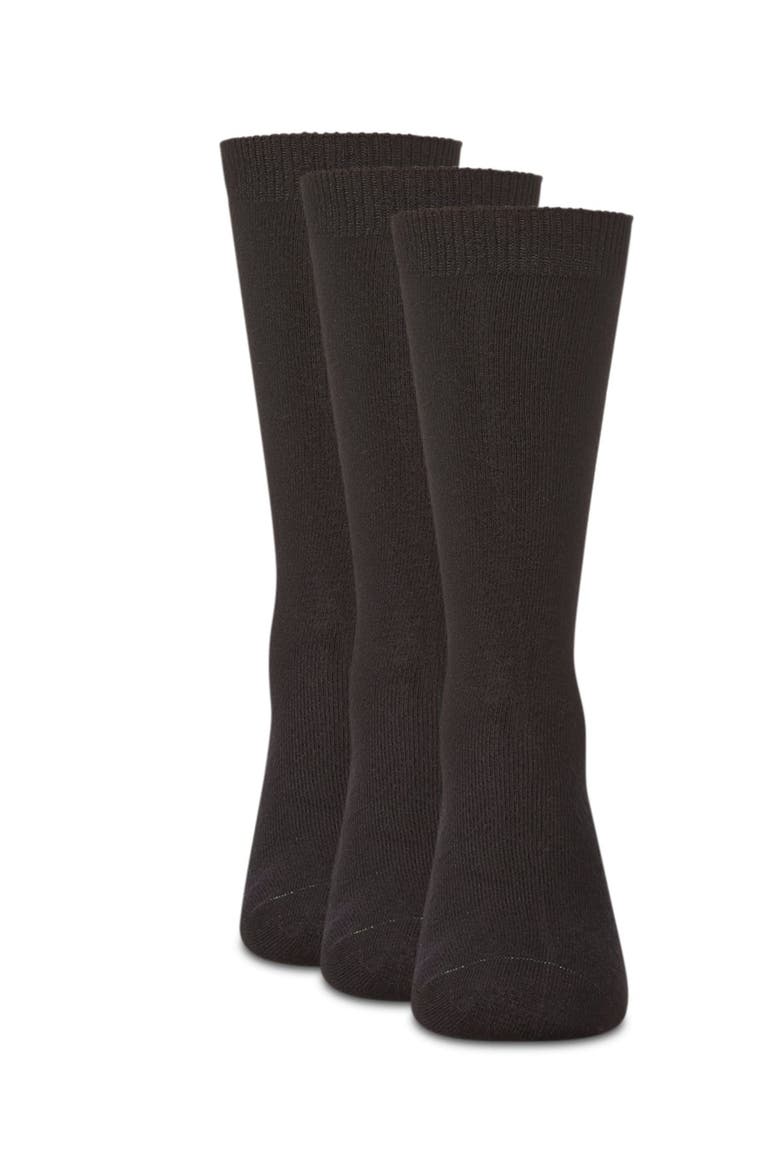Boys' 3 Pair Pack Flat Cellulose Blend Crew Socks, Alternate, color, Black
