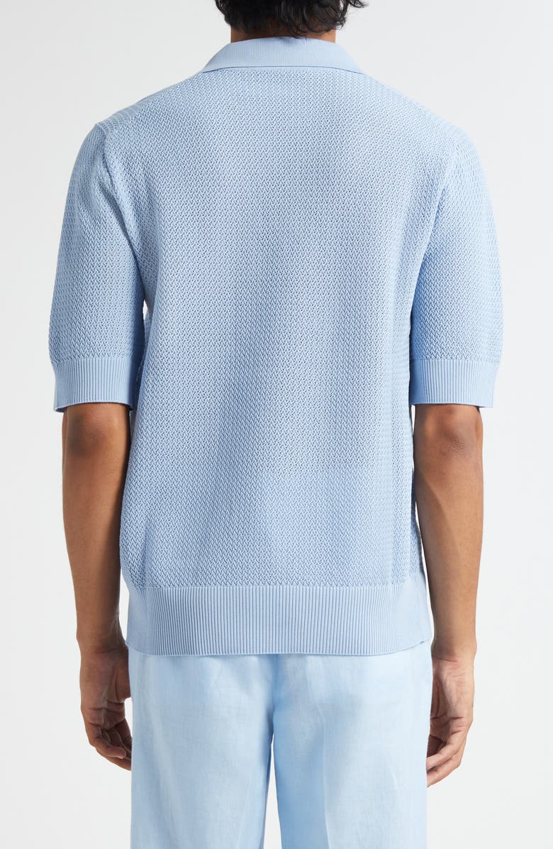 Dolce&Gabbana Microdot Stitch Polo Sweater, Alternate, color, B1932 Celeste Medio