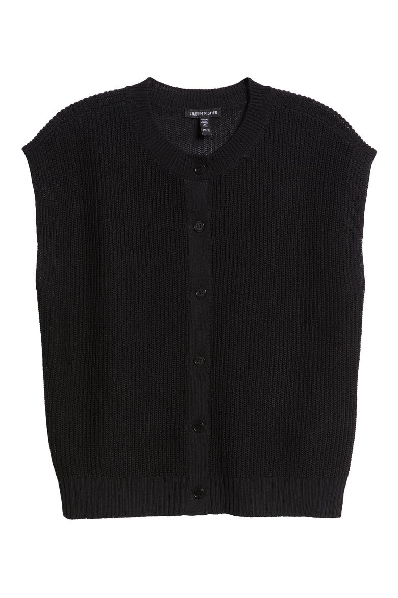 Organic Linen & Organic Cotton Sweater Vest, Alternate, color, BLACK