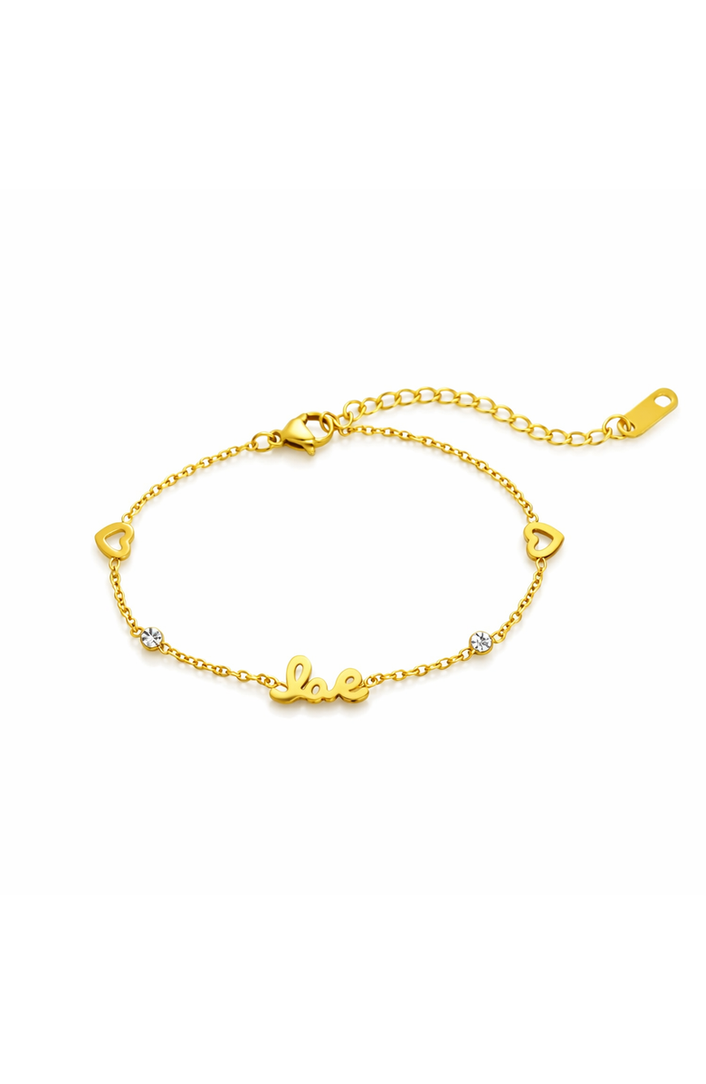 Donatello Gian Love & Heart Crystal Station Bracelet, Main, color, Gold