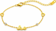 Donatello Gian Love & Heart Crystal Station Bracelet